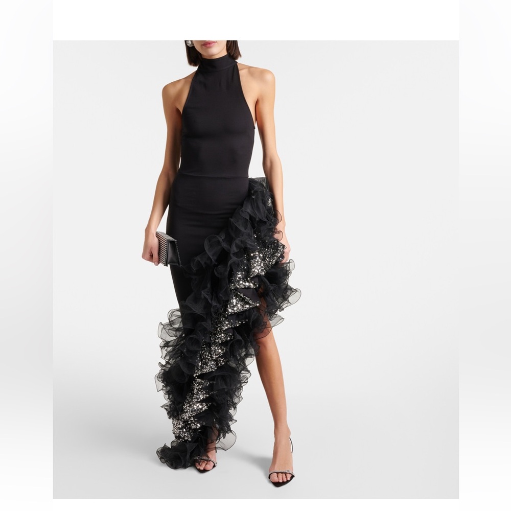 Rotate Halter Neck sequin Ruffle Gown Size 8